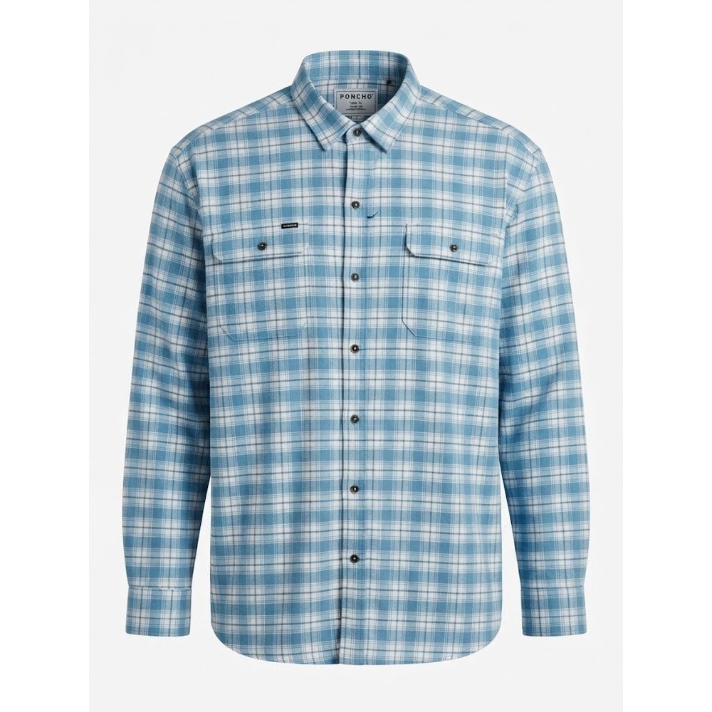 Poncho The Blue Bison Men's 3XL Plaid Magnetic Pocket Flannel Shirt - MD